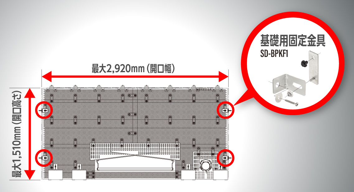 大開口サイズに対応
