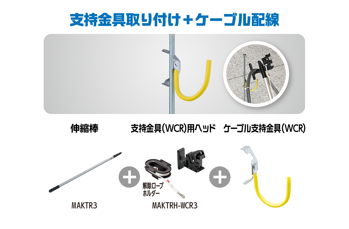 支持金具取り付け＋ケーブル配線