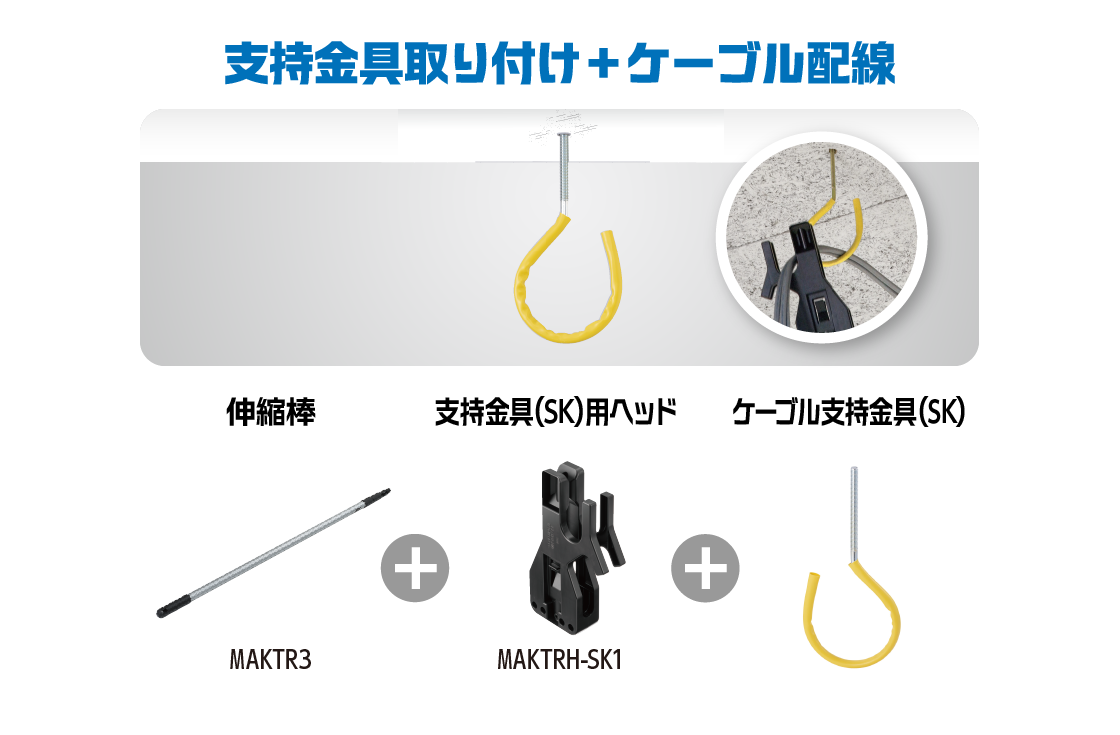 支持金具取り付け＋ケーブル配線