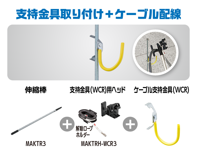 支持金具取り付け＋ケーブル配線