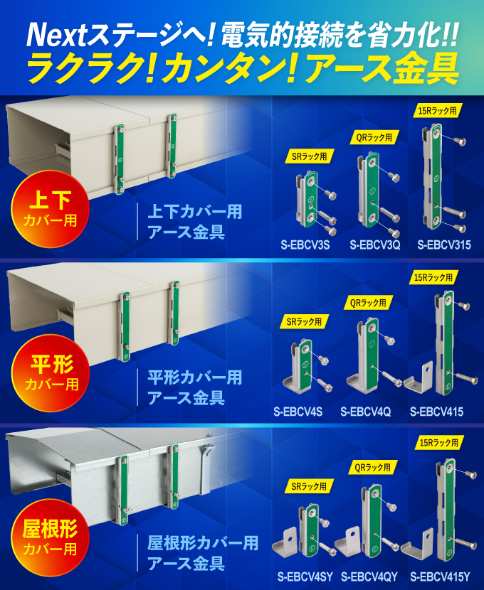 ケーブルラックカバー用アース金具シリーズ